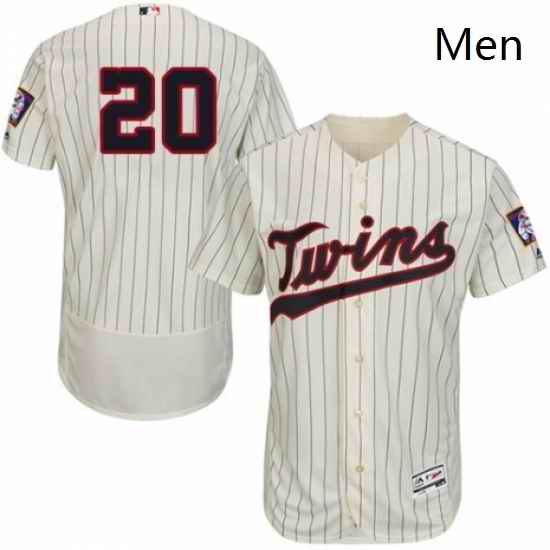 Mens Majestic Minnesota Twins 20 Eddie Rosario Authentic Cream Alternate Flex Base Authentic Collection MLB Jersey